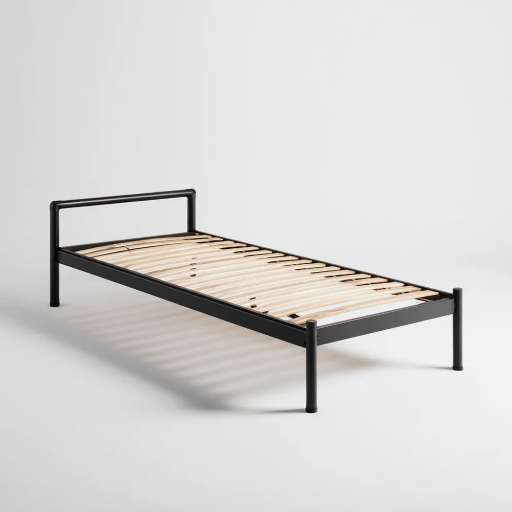 Metal Bed Frame - Steel - Single Size 200x100x35 cm - Black - Modern Style