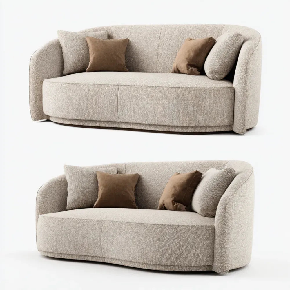 Curved Sofa Set 220x95x85 cm - Light Beige - Contemporary Design