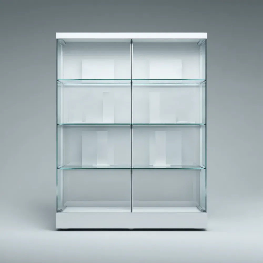 Glass Display Cabinet 120x40x180 cm – Transparent/White – Modern Style