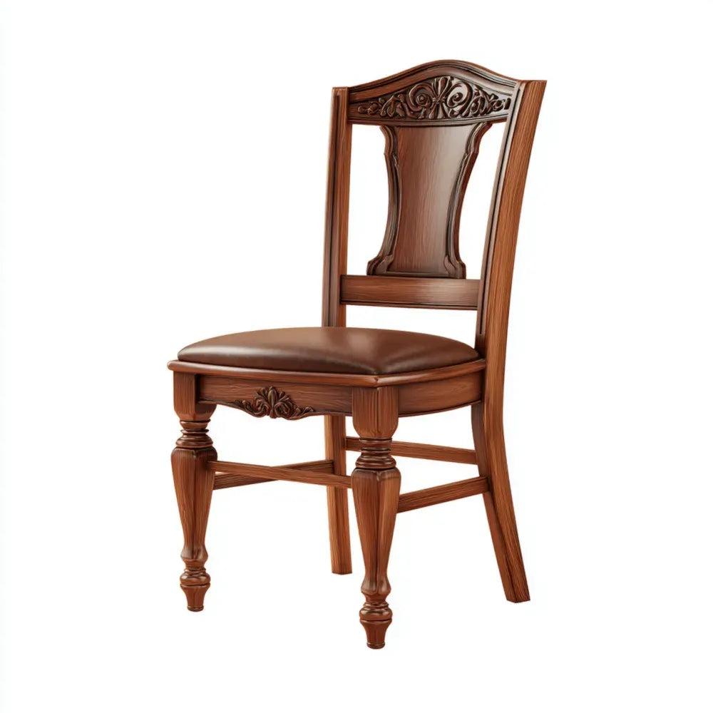 Dining Chair Solid Wood Upholstered 45x50x98 cm - Brown - Classic Design